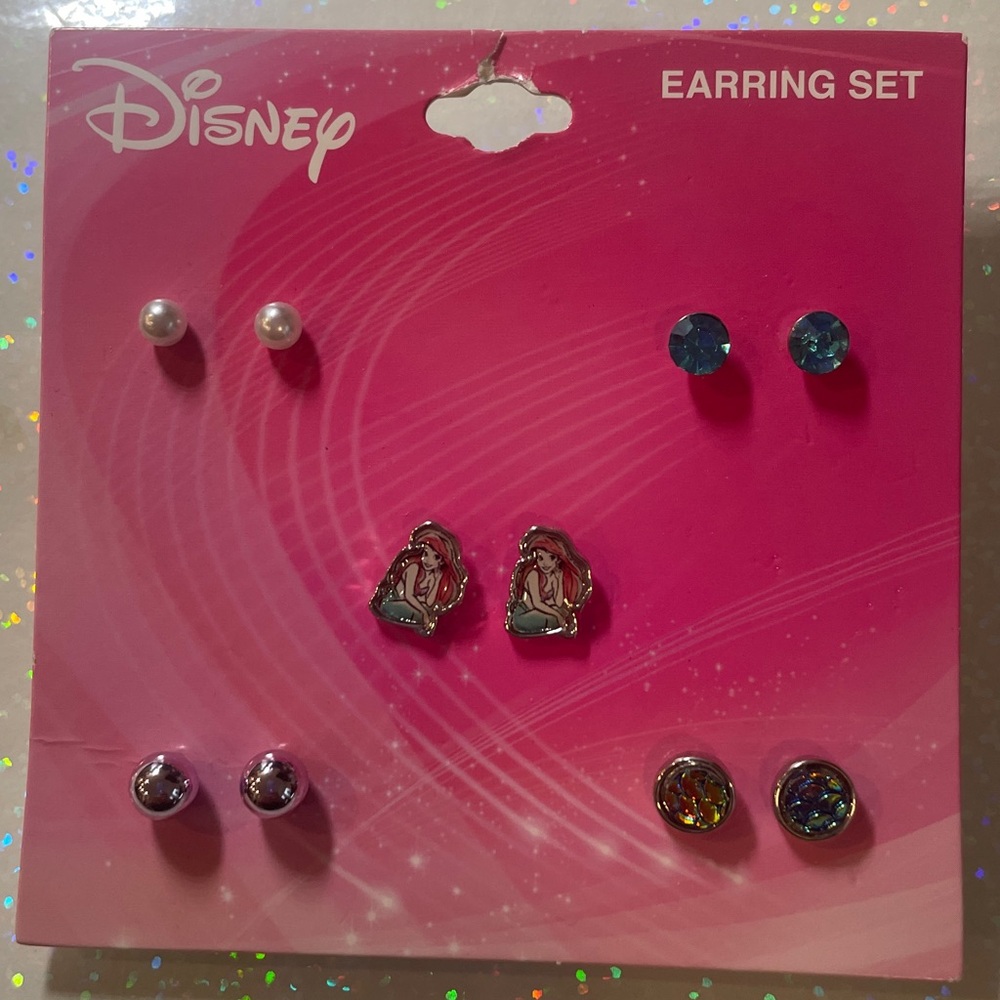 Disney Pink Earring Set with Blue and Purple Accents
